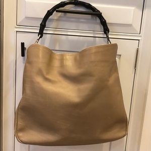 Authentic vintage Gucci leather/bamboo handle bag